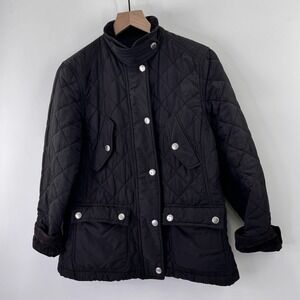 Lauren Ralph Lauren Exclusive Quilted Jacket Women LP Corduroy Trim Riding Black